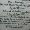 Mourning Sampler Coleman 1892 Back