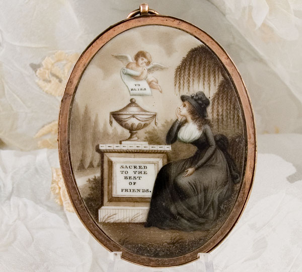 18th Century Mourning MIniature with Contemporary Woman